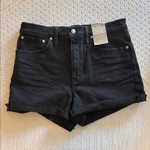 NWT Madewell Black Jean Shorts High-Waisted Cuffed